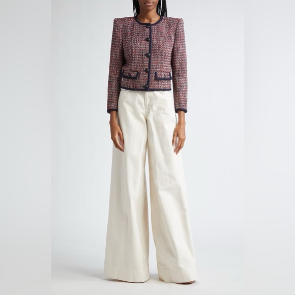 Veronica Beard Jackets & Blazers - NWT Veronica Beard Ceres Metallic Cotton Blend Tweed Jacket in Size 12 Red /Navy